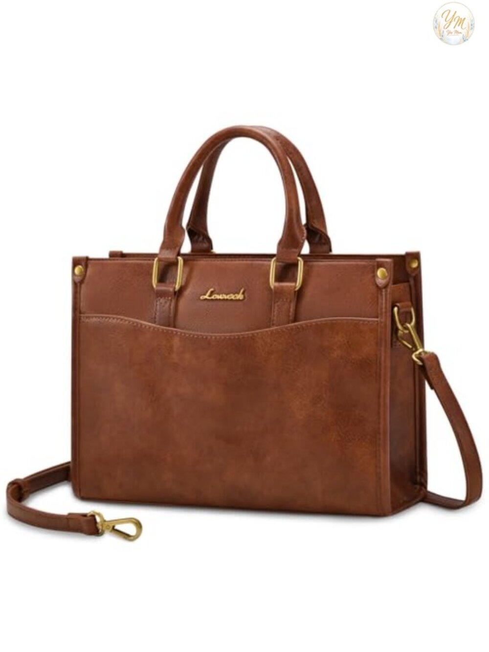 Vegan Leather Satchel Handbag Structured Top Handle Crossbody Purse